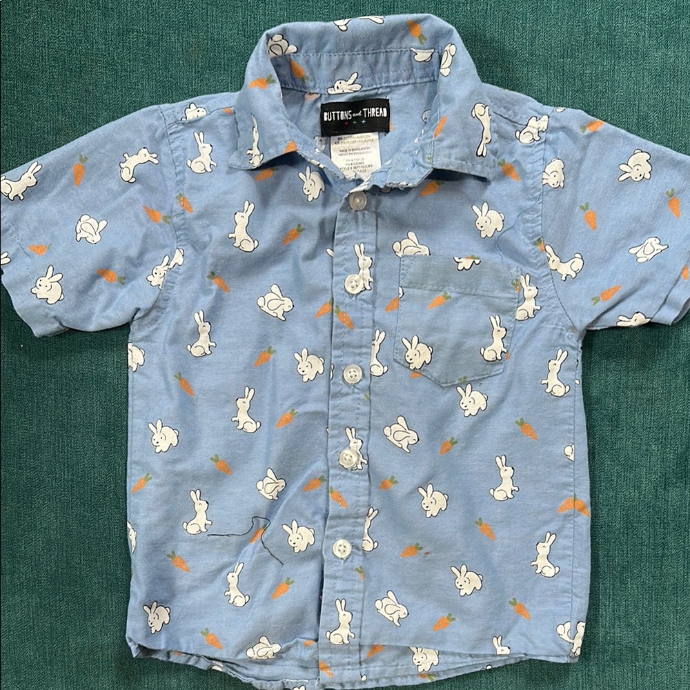 Blue Bunny Print Kids Shirt by